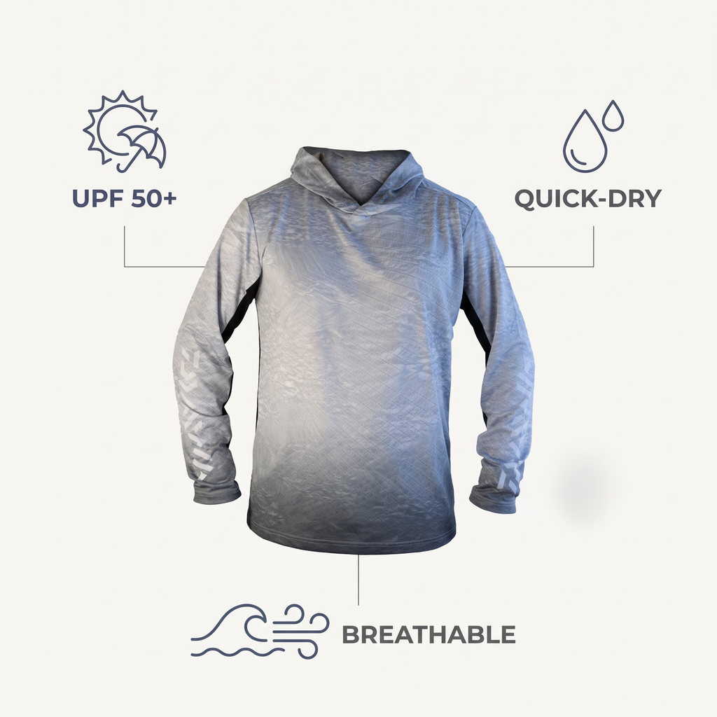 UPF 50+ Hooded Sun Jersey — Grey — features