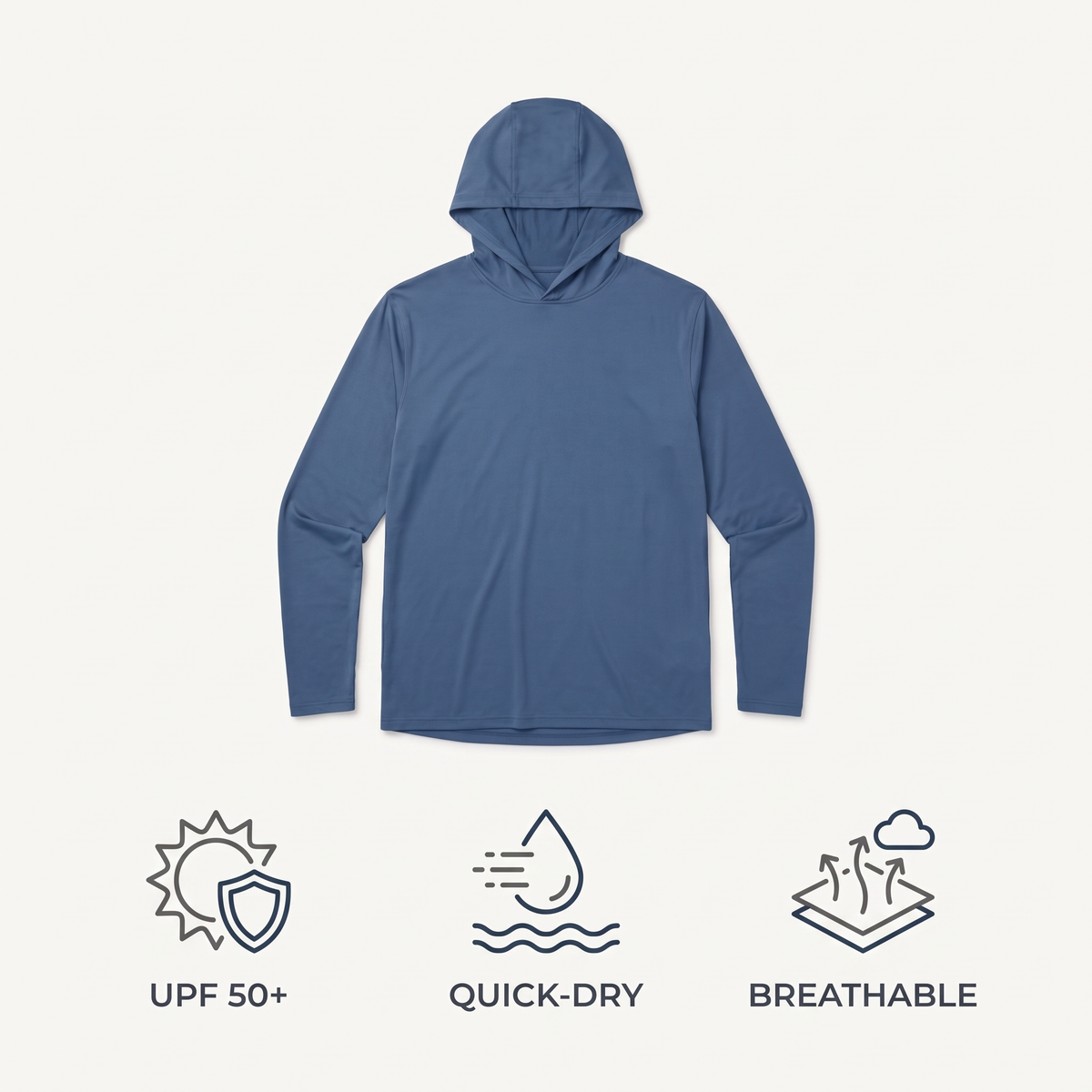 UPF 50+ Performance Sun Hoodie — Navy — features