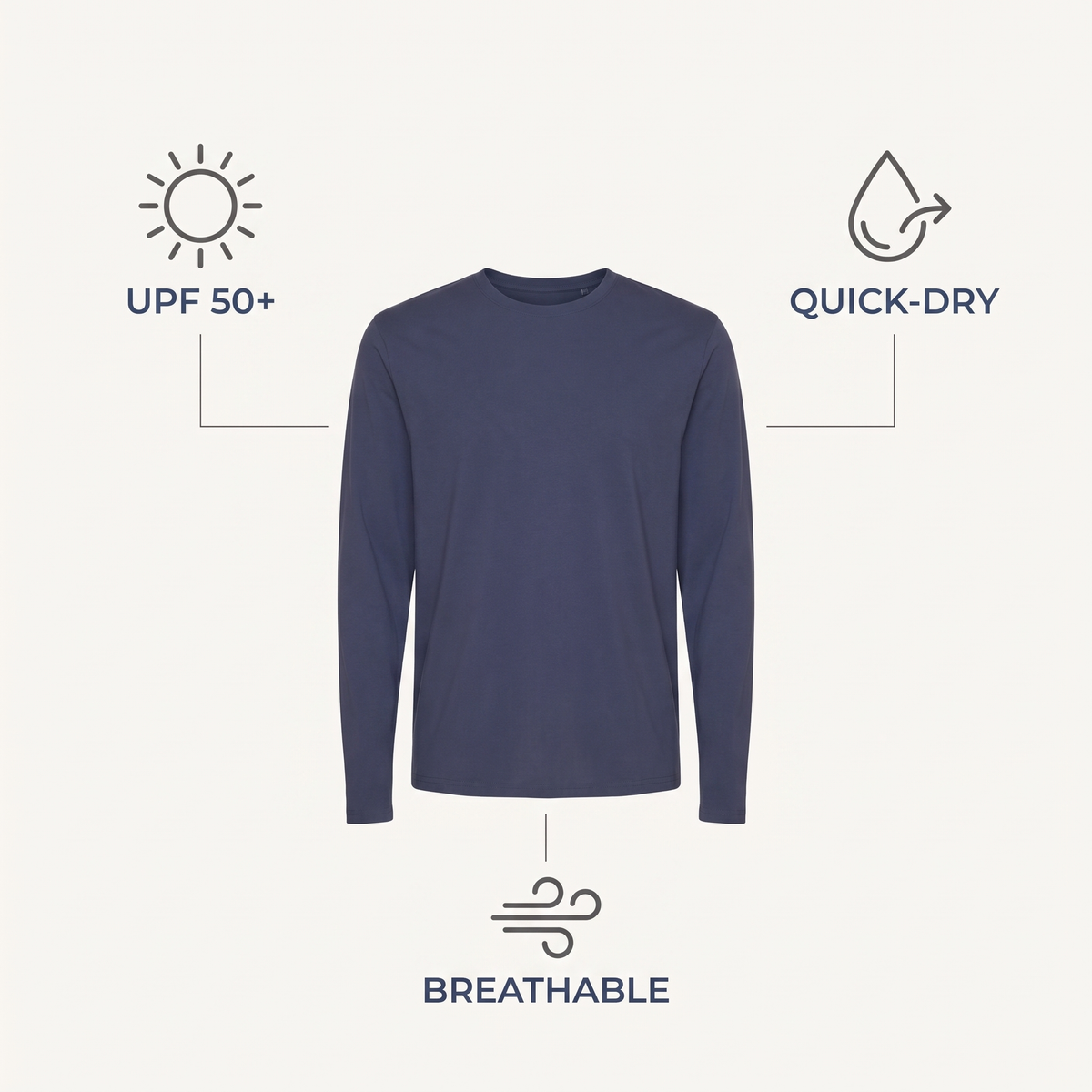 UPF 50+ Tuna Long-Sleeve Sun Tee — Gunmetal — features