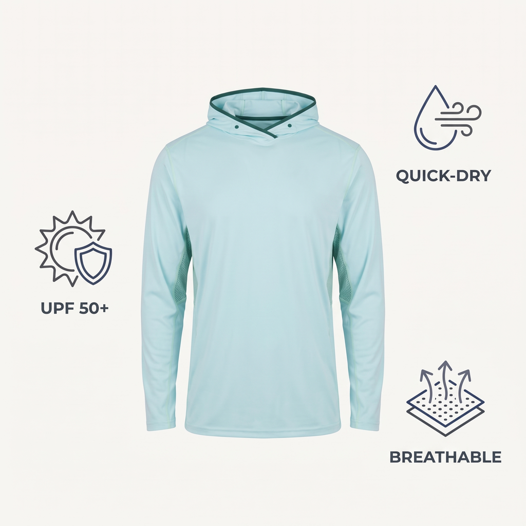 UPF 50+ Performance Sun Hoodie — Light Green — features
