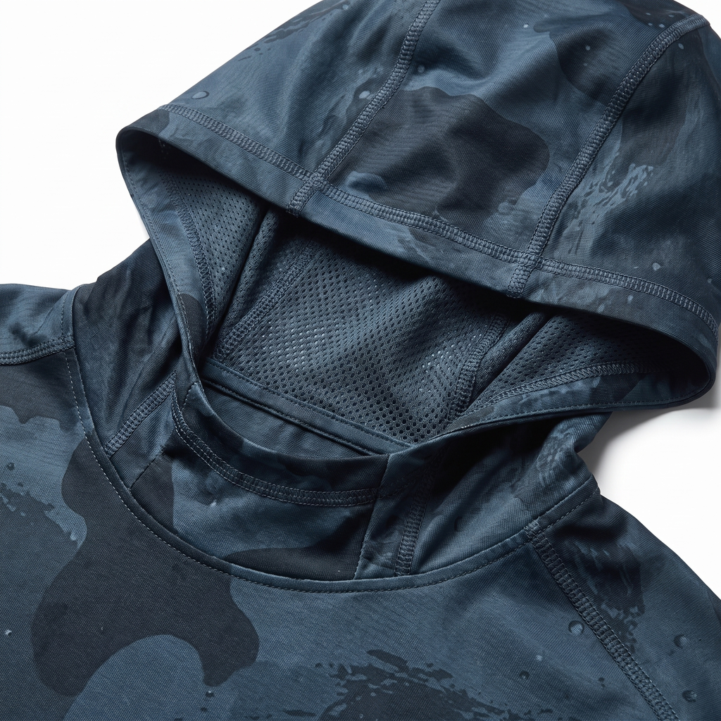 UPF 50+ Technical Hooded Sun Shirt — Brush Camo — detail