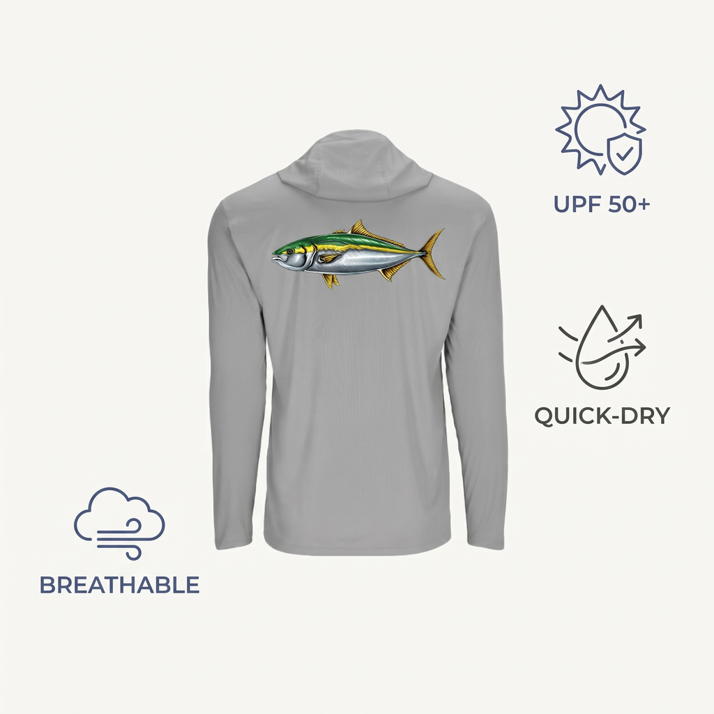 UPF 50+ Kingfish Hooded Sun Shirt — features