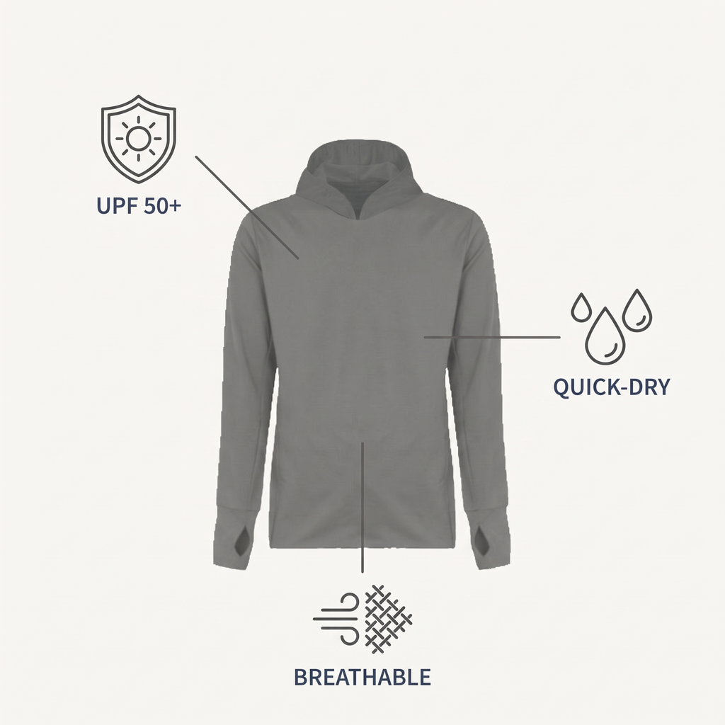 UPF 50+ Vented Hooded Sun Shirt — features