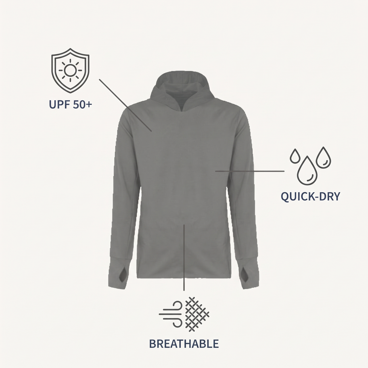UPF 50+ Vented Hooded Sun Shirt — features