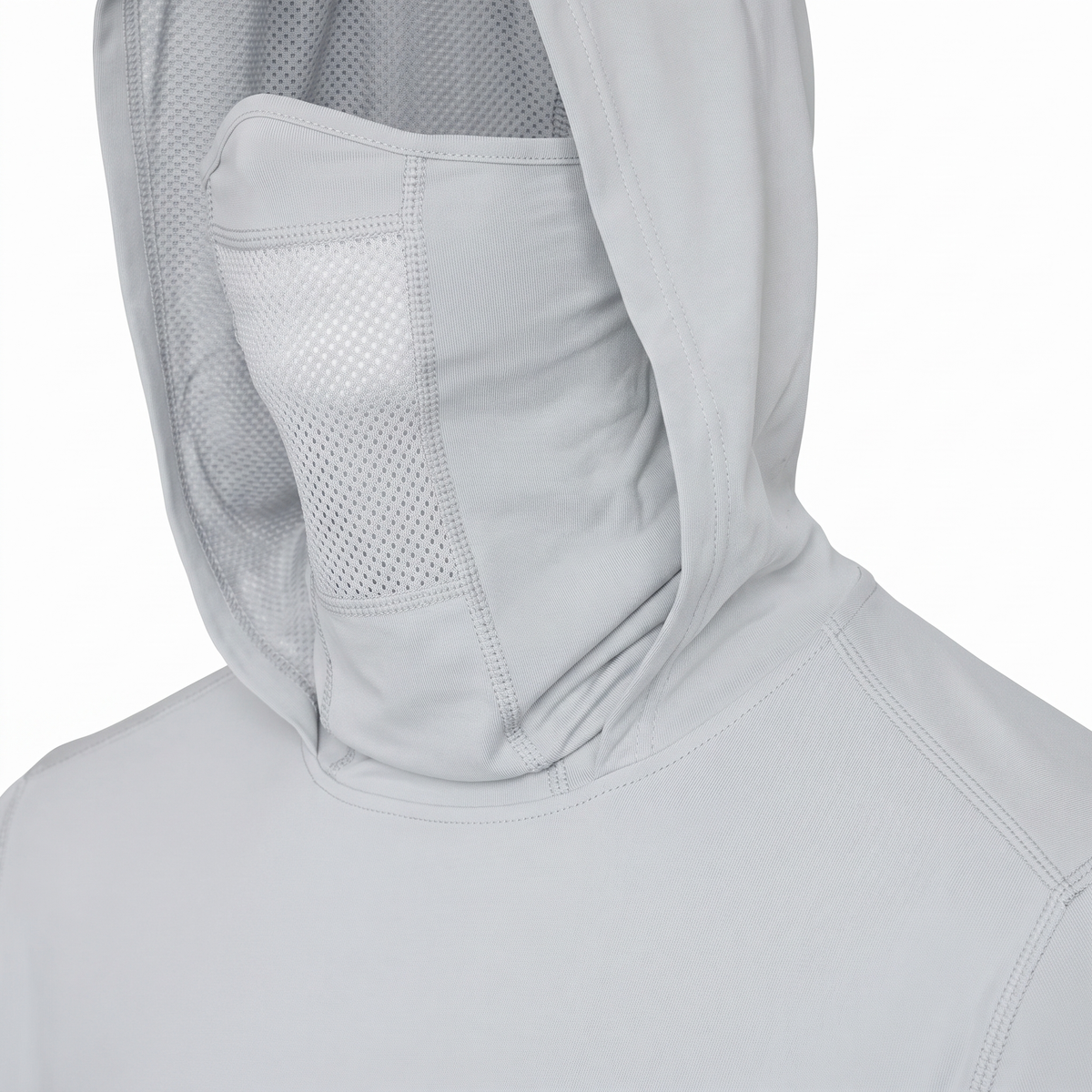 UPF 50+ Solid Hooded Sun Shirt — Slate — detail