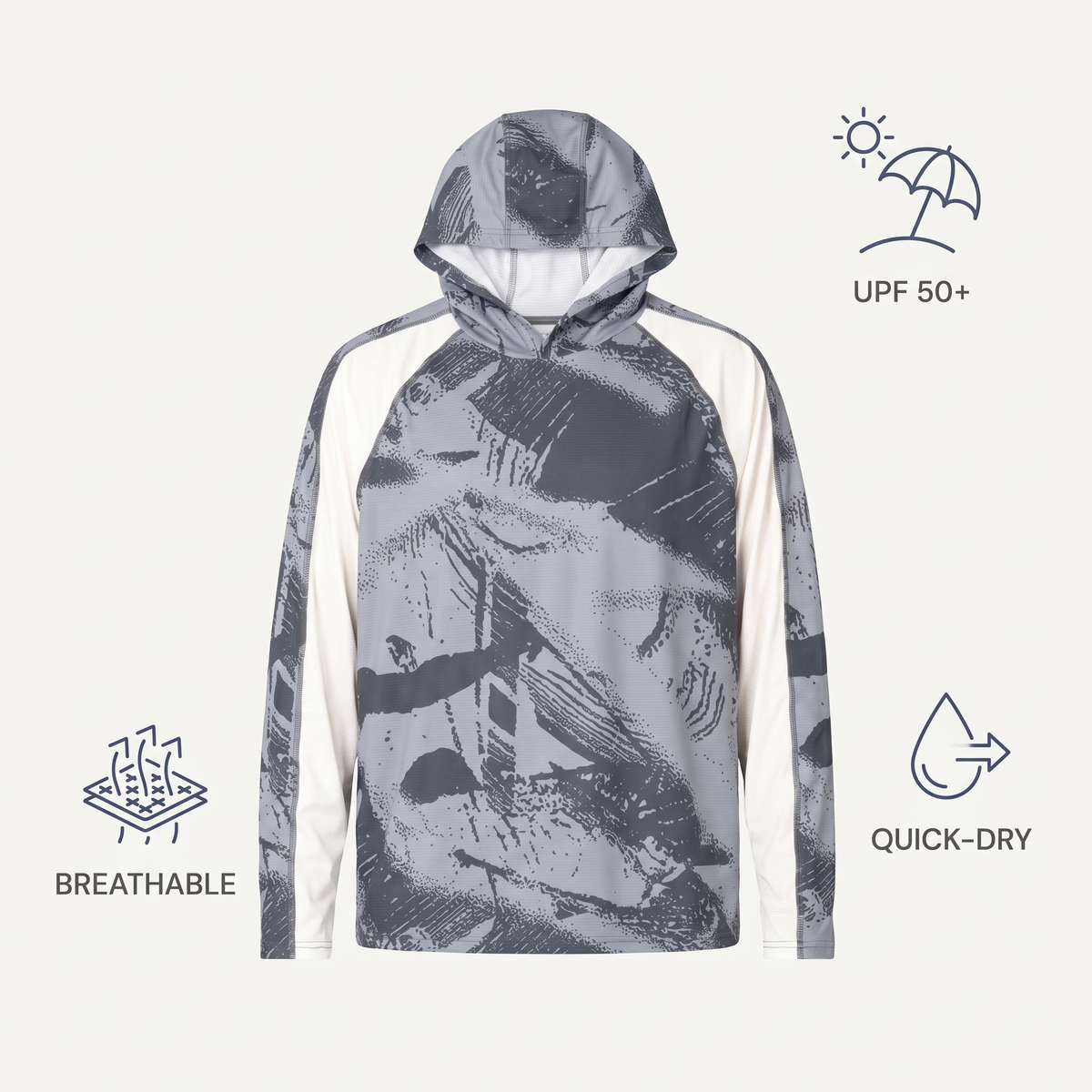 UPF 50+ Long-Sleeve Hooded Sun Shirt — features
