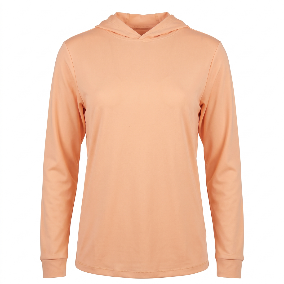 Women's UPF 50+ Hooded Sun Shirt — Apricot — studio view