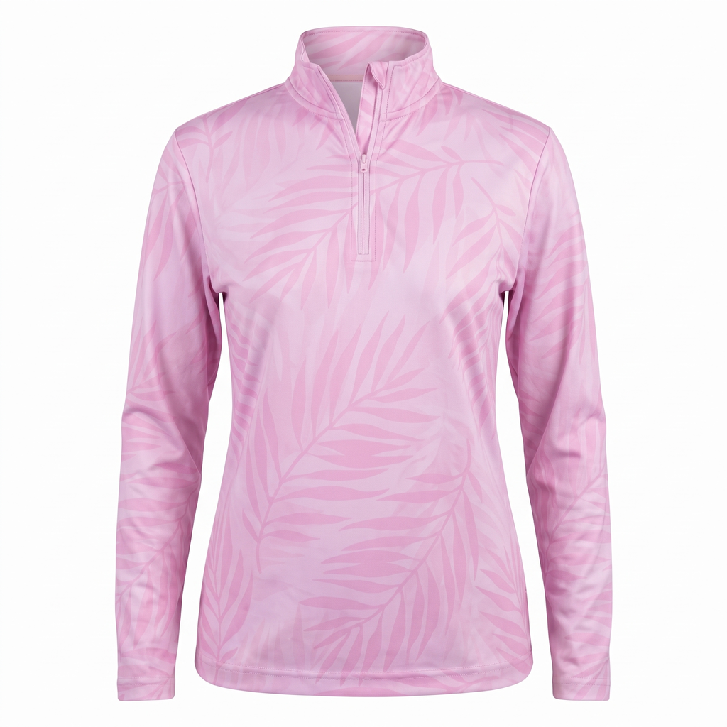 Women's UPF 50+ Collared Sun Jersey — Rose — studio view