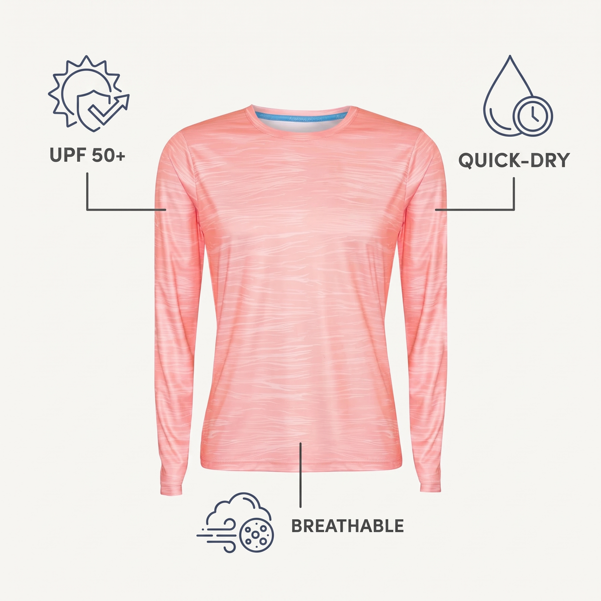 Women's UPF 50+ Technical Sun Shirt — Coral — features