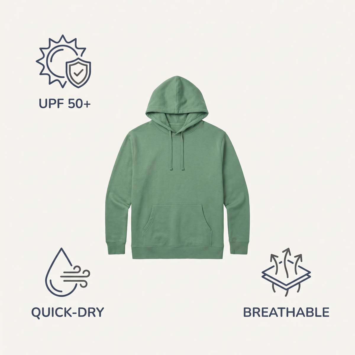 Women's UPF 50+ Hooded Sun Shirt — Sage Green — features