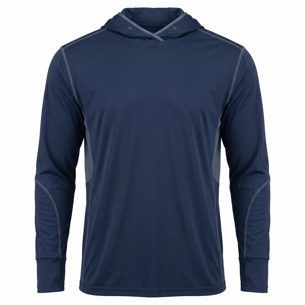 UPF 50+ Performance Sun Hoodie — Navy — studio view