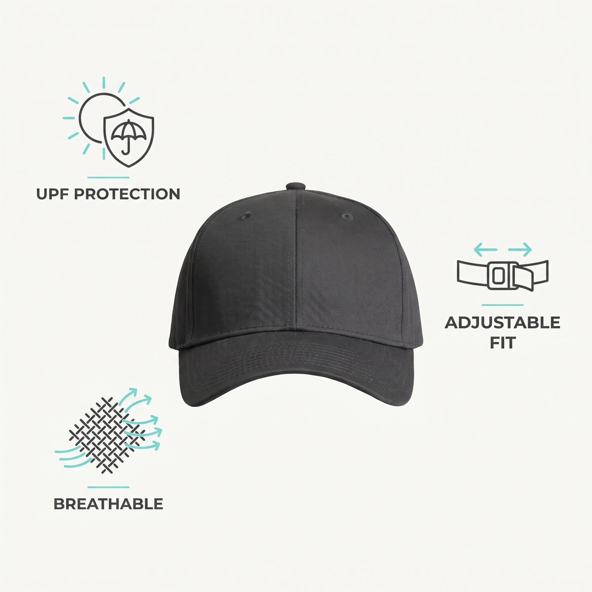 Performance Fishing Cap — Black — features