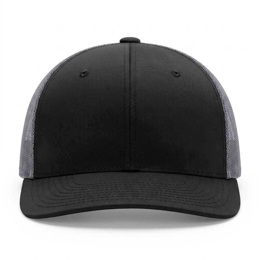 Marlin Patch Trucker Cap — Black — studio view