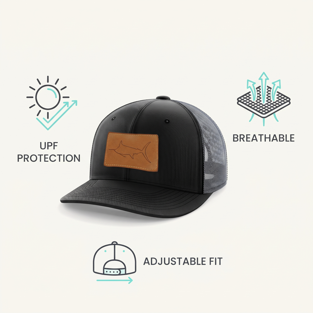 Marlin Patch Trucker Cap — Black — features