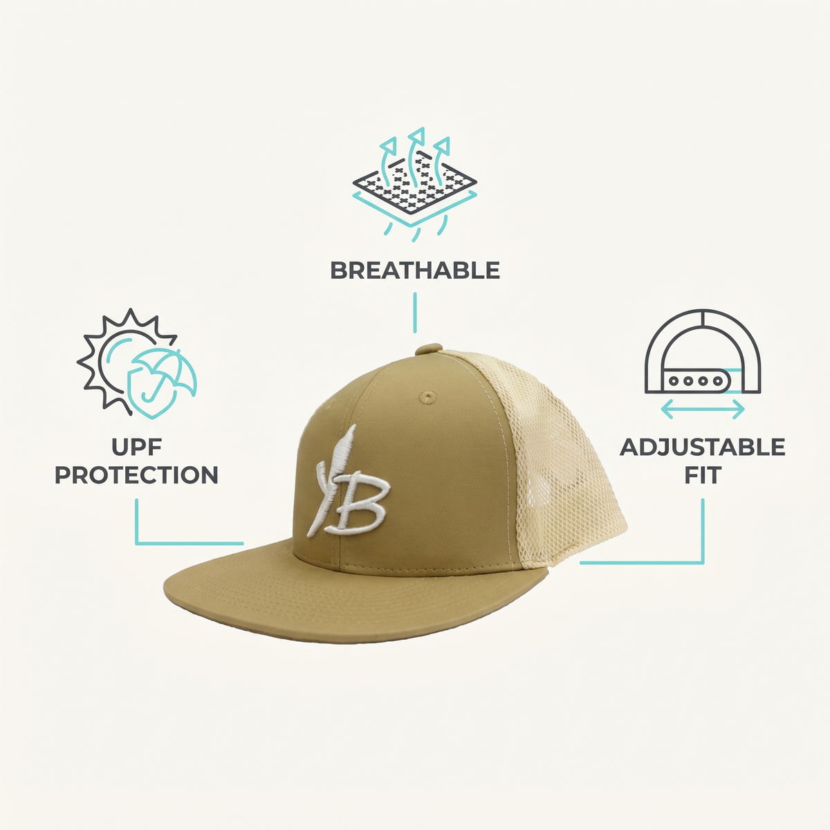 Flat-Brim Mesh Cap — features