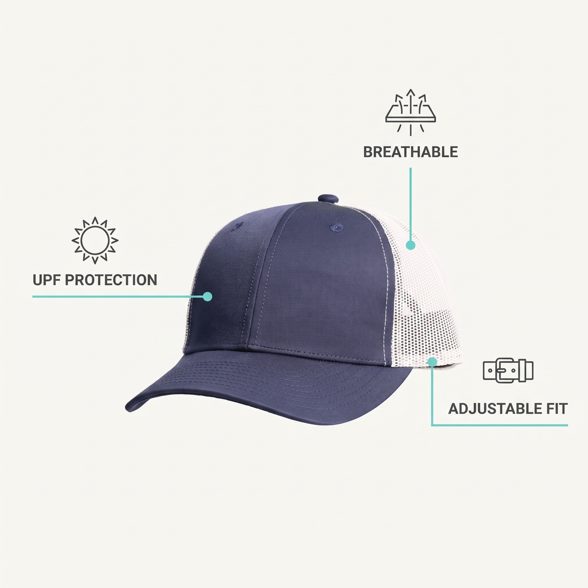 Classic Trucker Cap — Navy — features