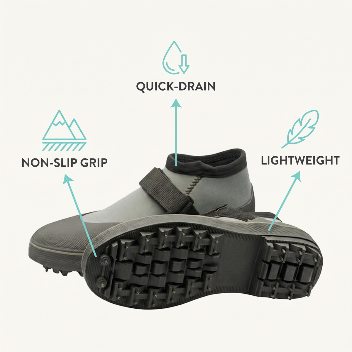 Low-Cut Rock Grip Wading Shoes — features