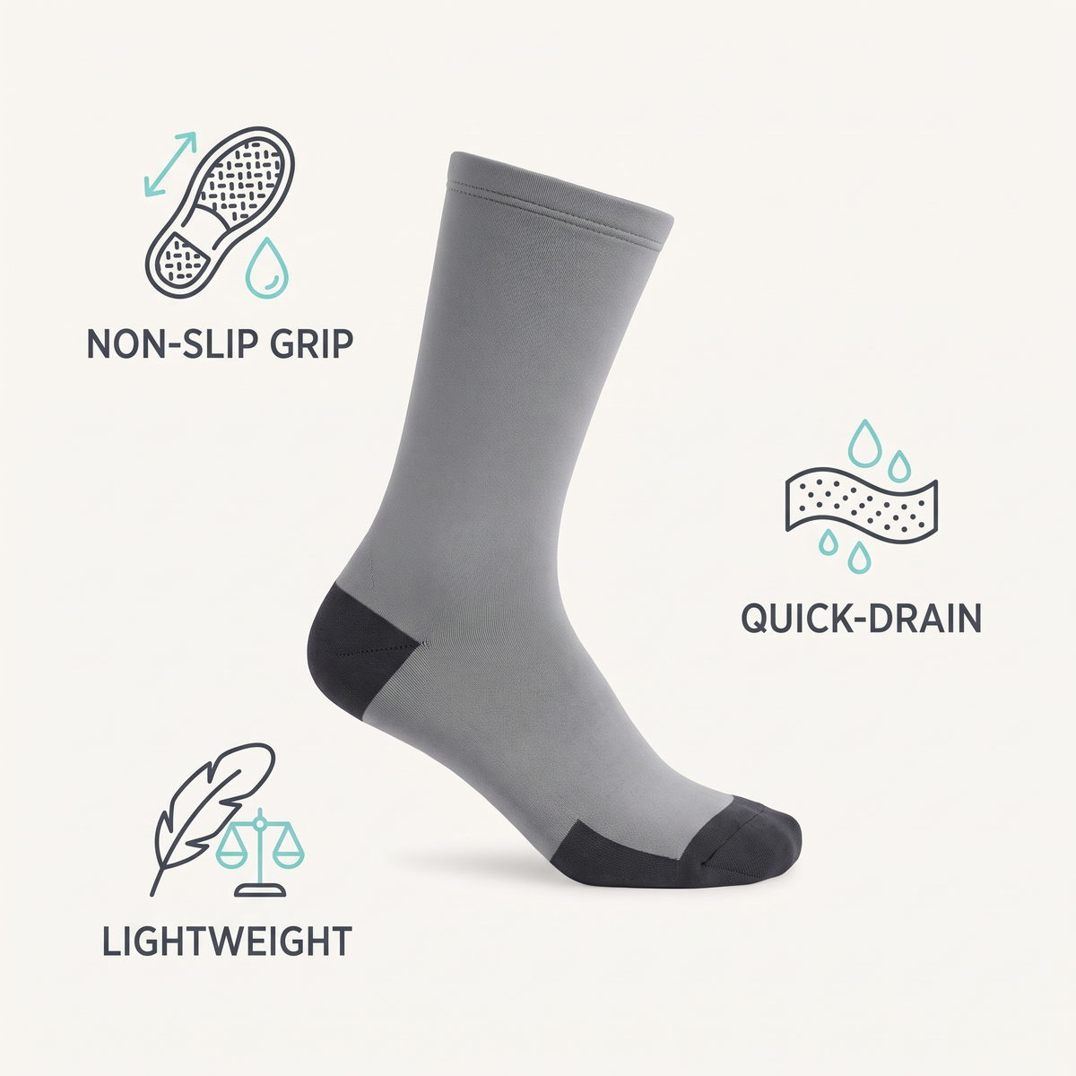 Guide Wet-Wading Socks — Sterling — features