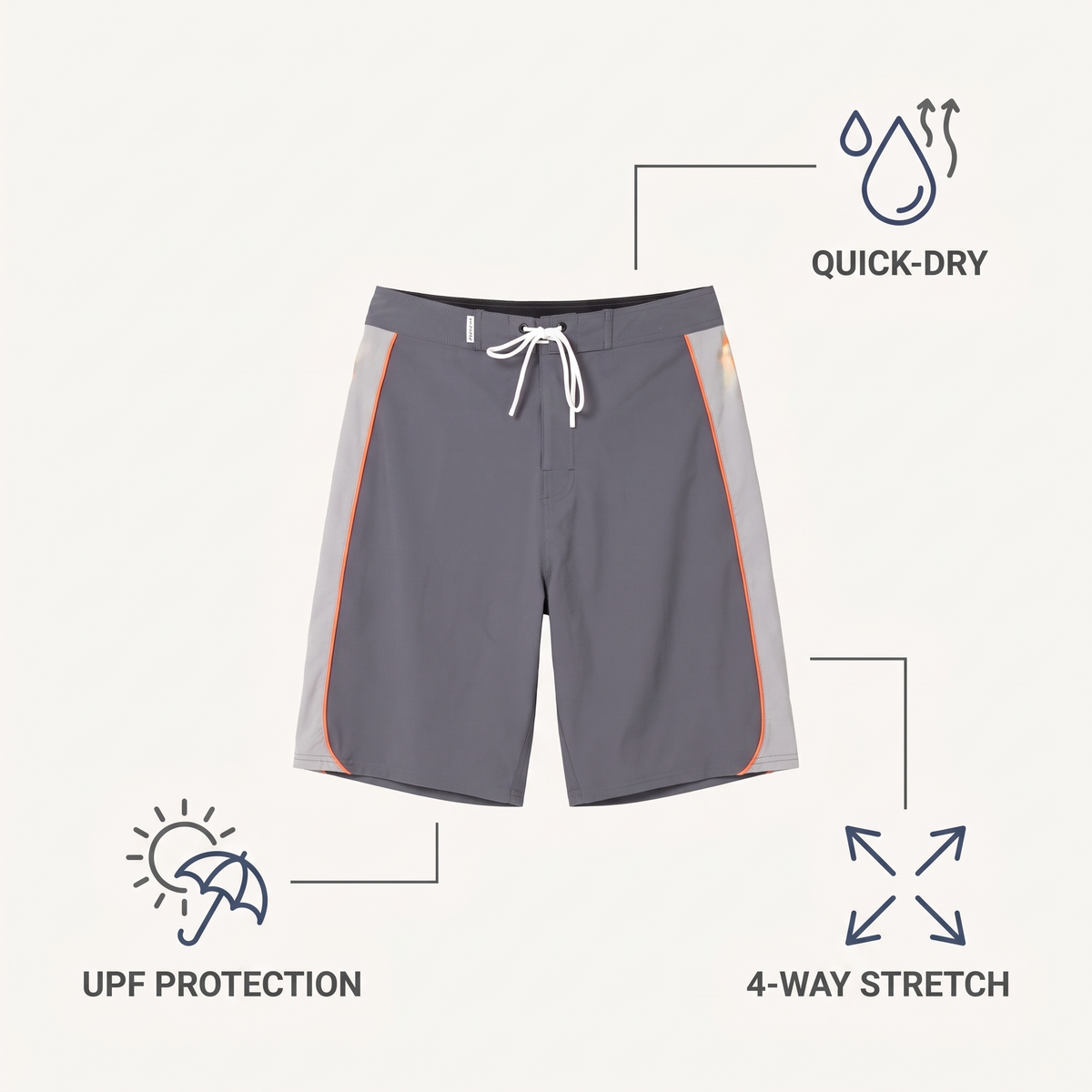 Fixed-Waist Boardshorts — features