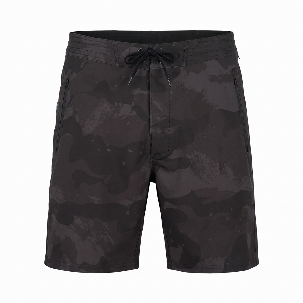 18" Boardshorts — Brush Camo — studio view