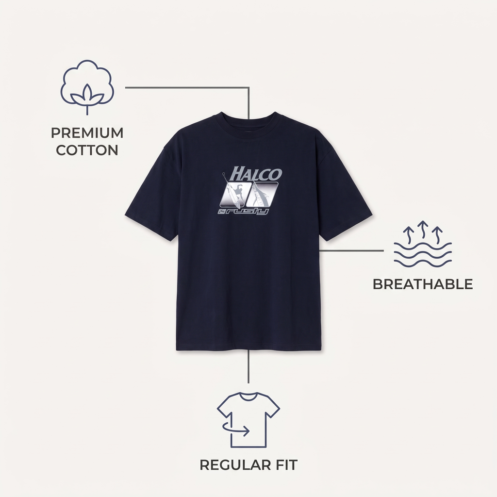 Fishing Tee — Navy — features