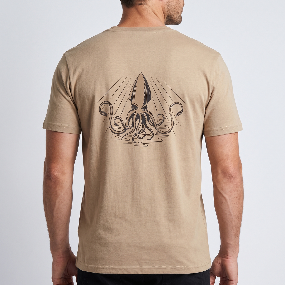 Squid Graphic Fishing Tee — Tan — product hero