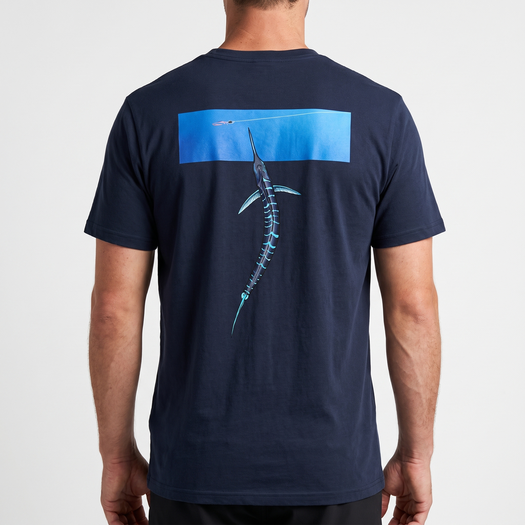 Marlin Graphic Fishing Tee — Navy — product hero