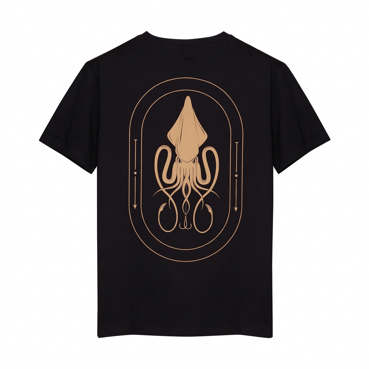 Squid Graphic Fishing Tee — Black — studio view