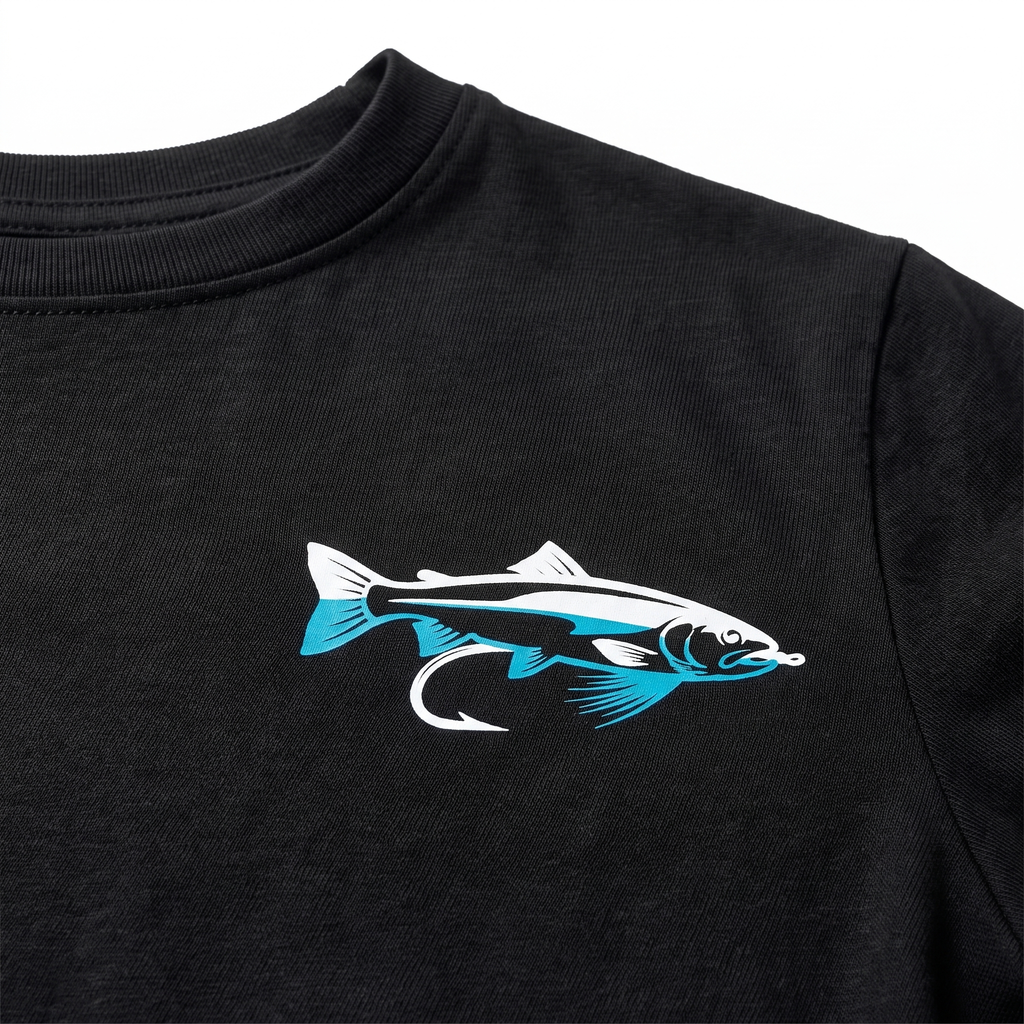 Aqua Fade Fishing Tee — Black — detail