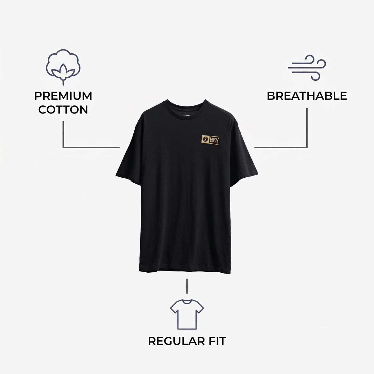 Standard Fishing Tee — Black — features