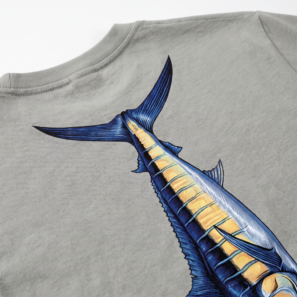 Blue Marlin Artist Fishing Tee — detail