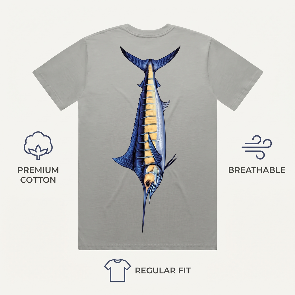 Blue Marlin Artist Fishing Tee — features