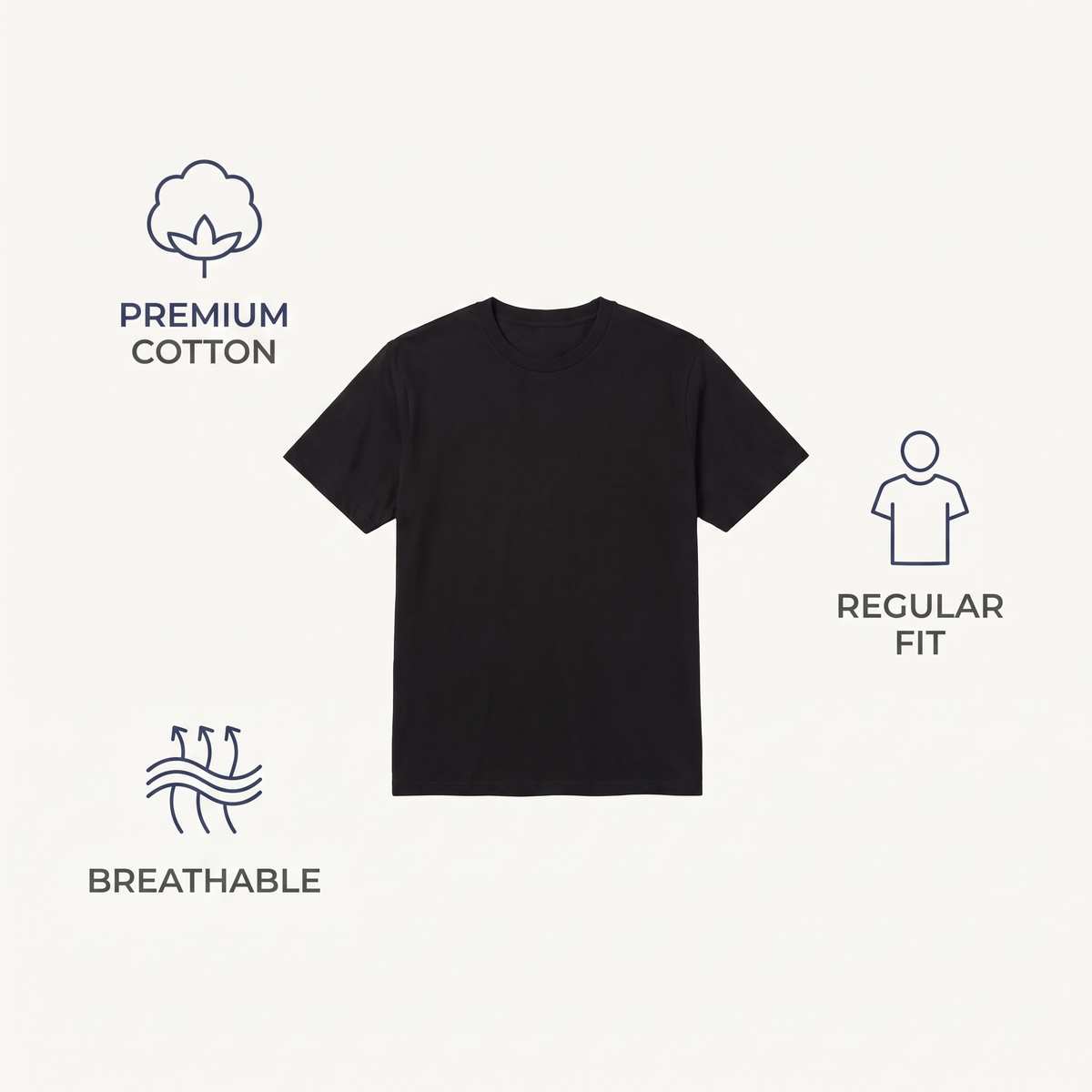 Essential Fishing Tee — Black — features