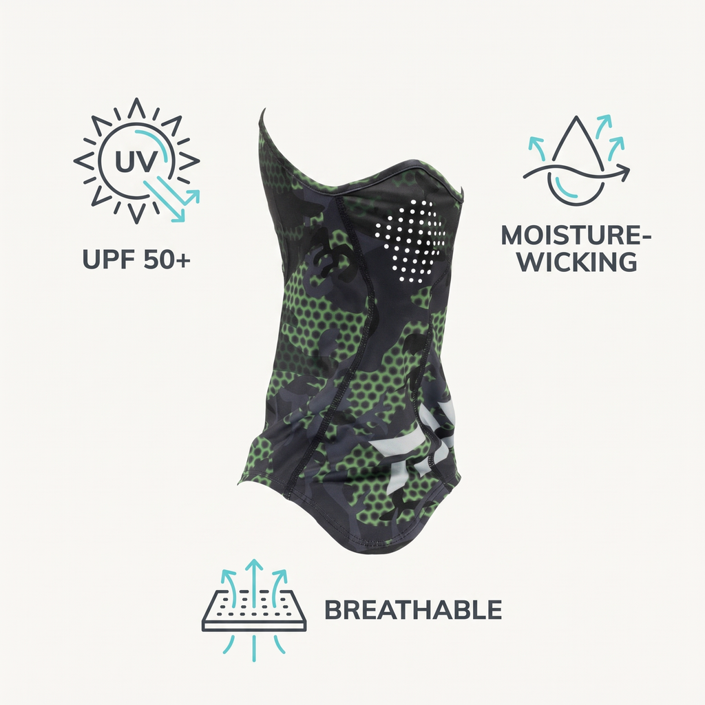 Face & Neck Sun Shield — Dark Green — features