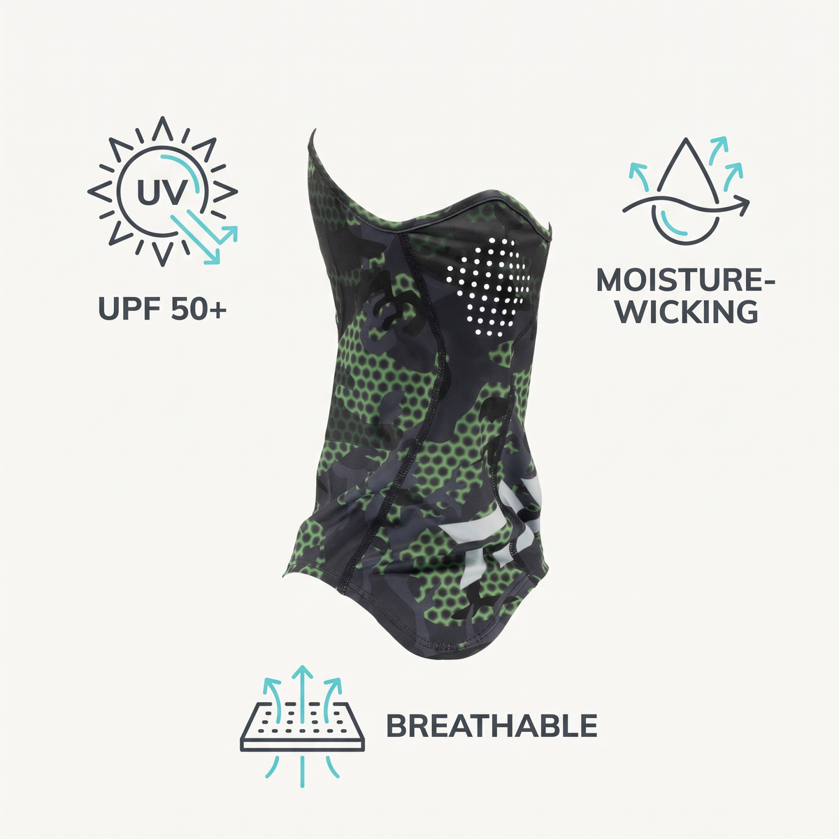 Face & Neck Sun Shield — Dark Green — features