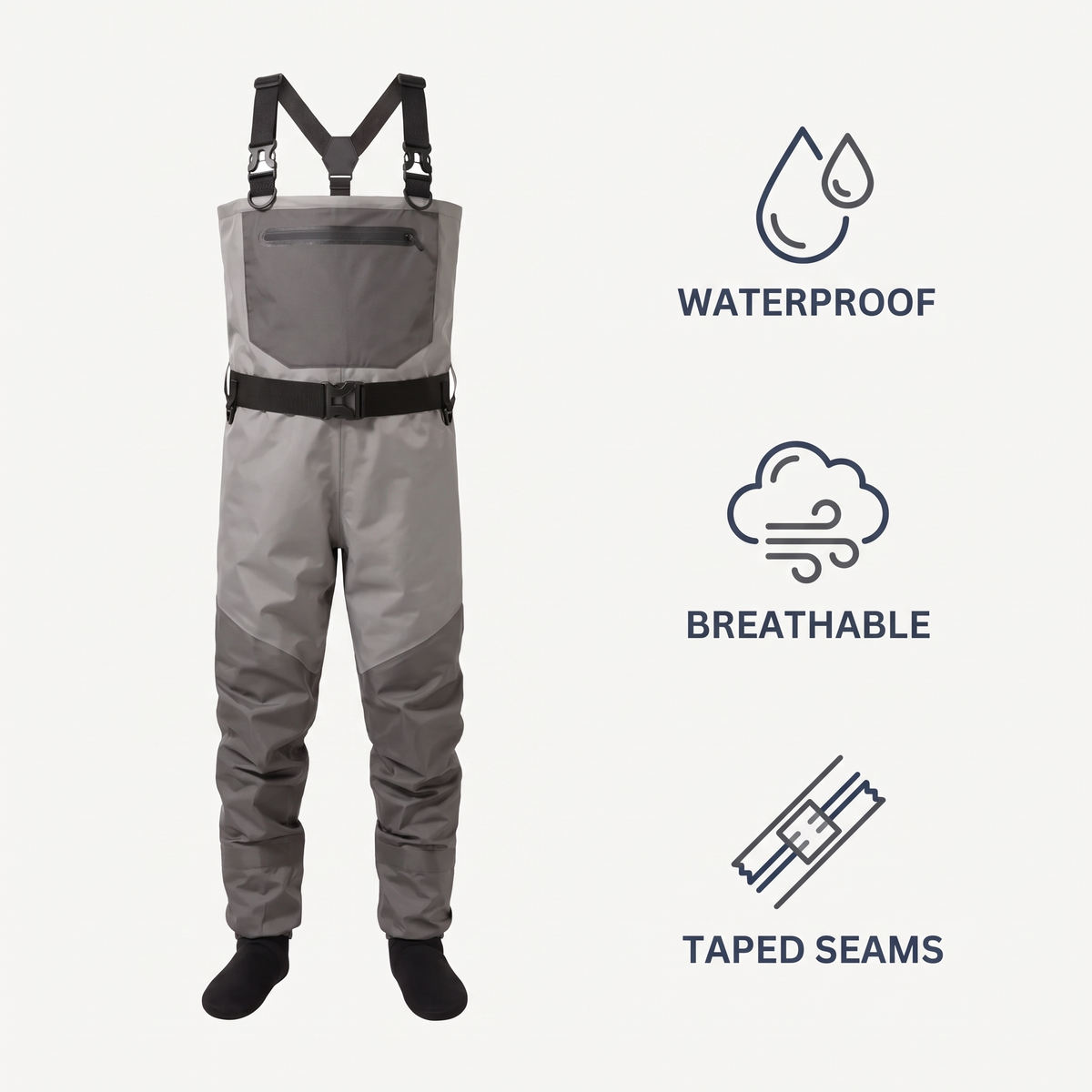 Lightweight Breathable Stockingfoot Chest Waders — features