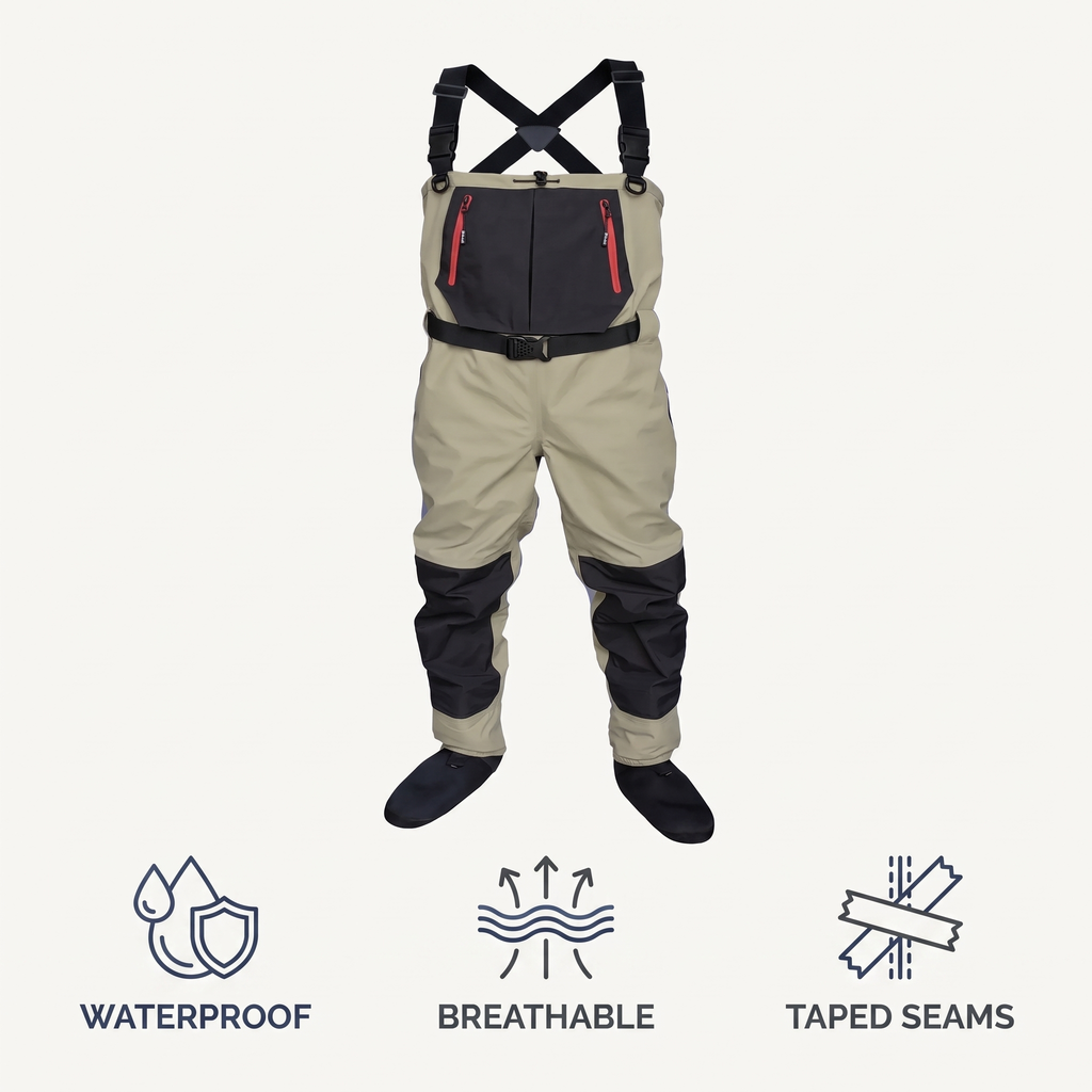 Breathable Neoprene-Foot Chest Waders — features