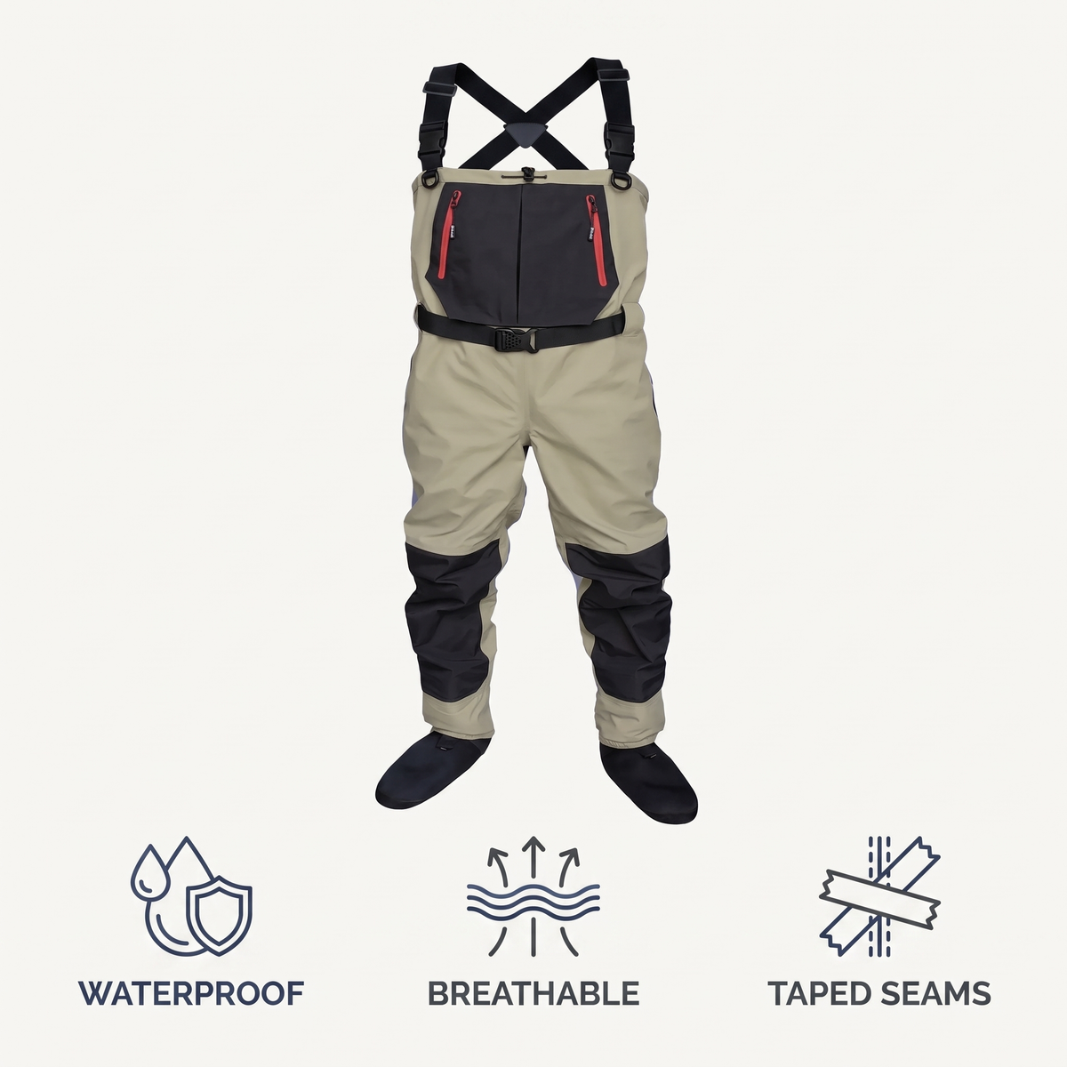 Breathable Neoprene-Foot Chest Waders — features