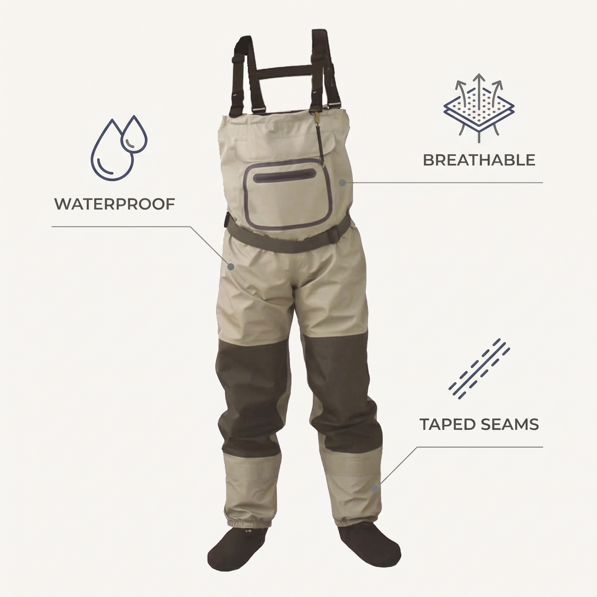 Breathable Stockingfoot Chest Waders — features