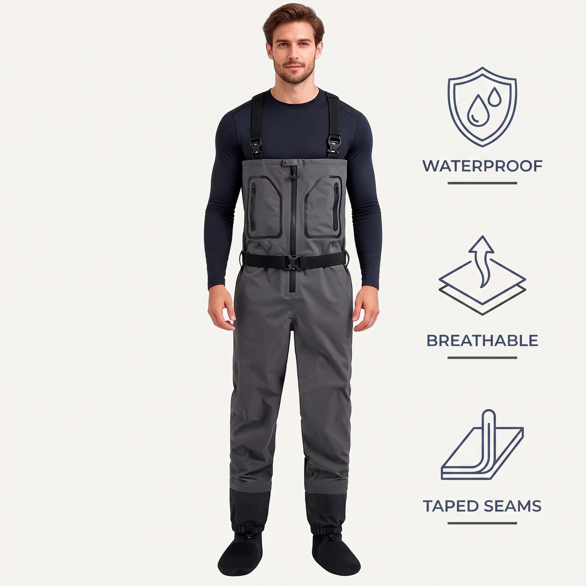 Waterproof Stockingfoot Chest Waders — features